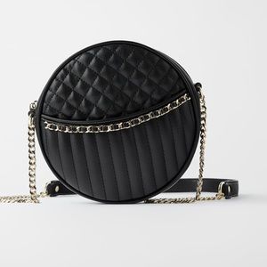Zara quilted chain leather  round crossbody